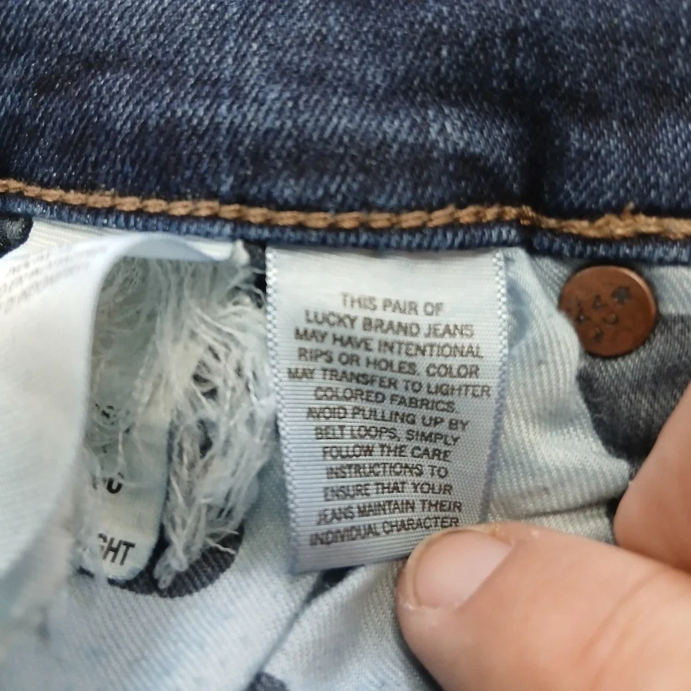 Lucky‎ Brand Brooke Straight Jeans Womens 8/29 Blue Denim Frayed Hem EUC